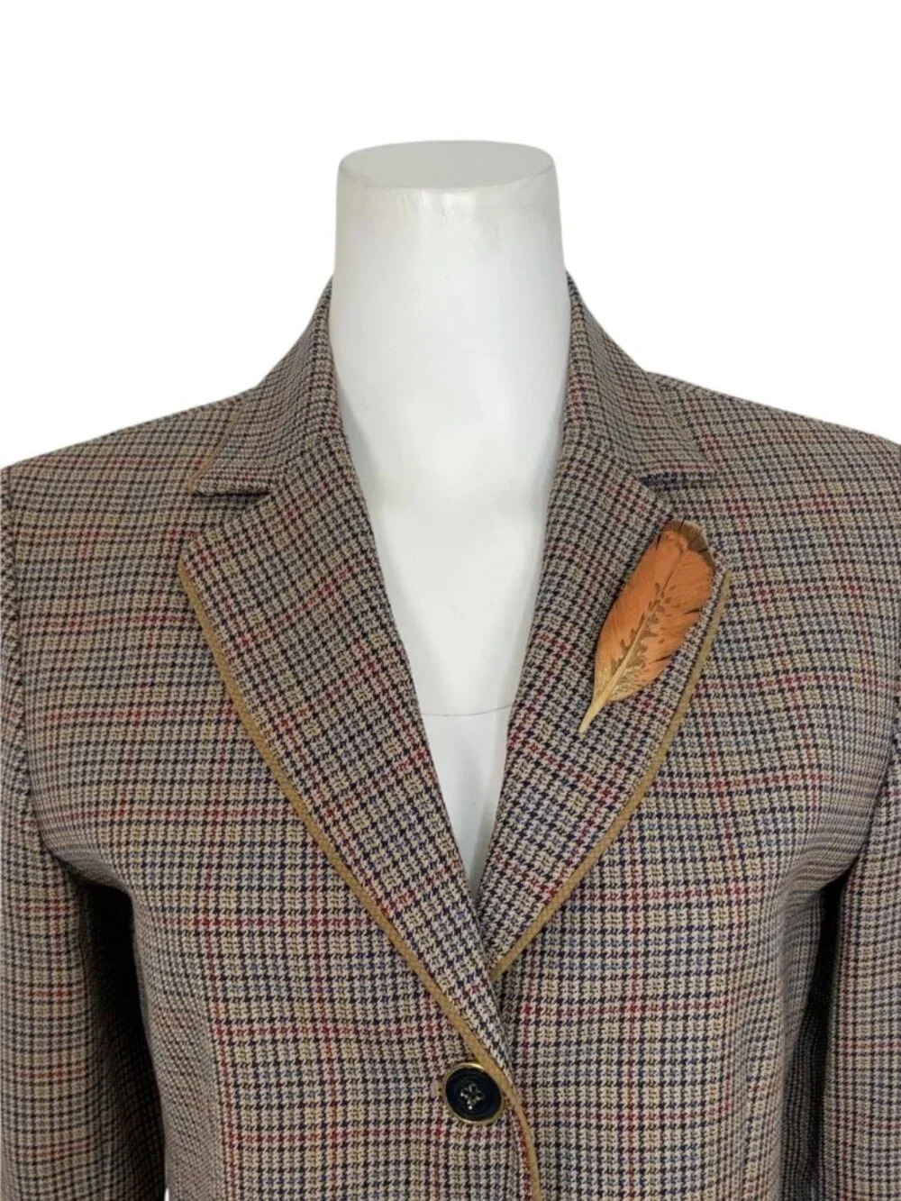 Pendleton Wool Plaid Blazer Jacket 6 Feather Pin Heritage - Picture 11 of 15